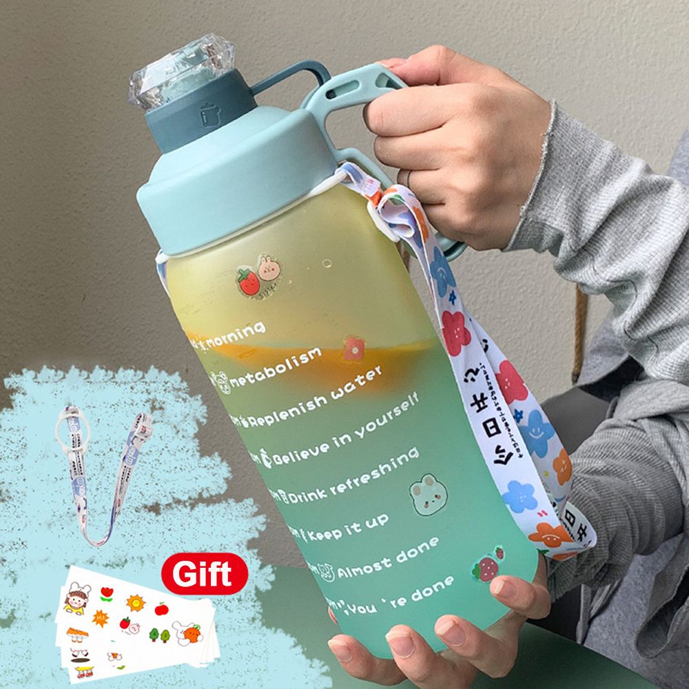 Báscula de tiempo esmerilada para estudiantes, botella de agua de plástico, taza de paja de gran capacidad, 18L