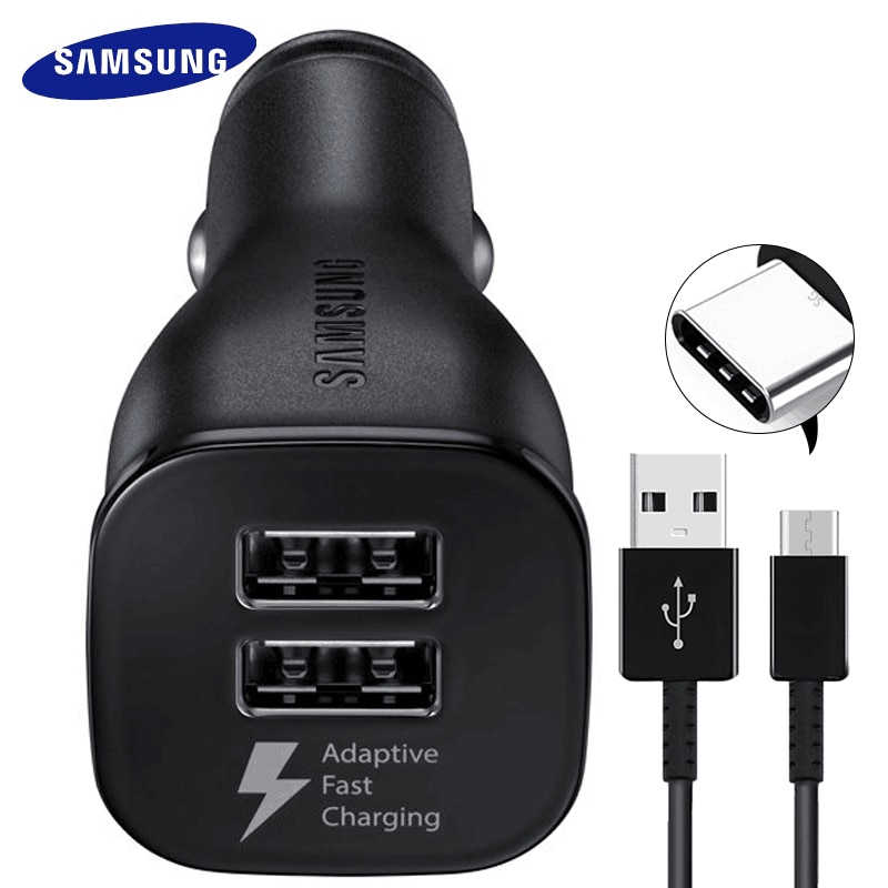 Samsung S 9 S8 Plus S9 S8 Autolader Originele Adaptieve Fast Charger 9V 1.67A Quick Charge 3.0 Type -C Kabel 2 USB Adapter Note 8