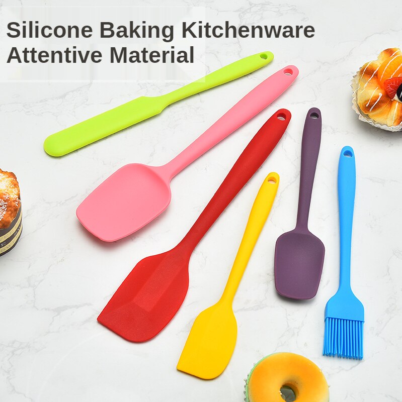 Baking Silicone Scraper Set Kitchen Utensils Color Silicone Cake Spatula Oil Sweeper Baking Tool 6pcs