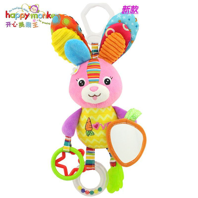 Gelukkig Aap Pluche Knuffeldier Bunny Speelgoed Rammelaar Bijtring Baby Bed Speelgoed