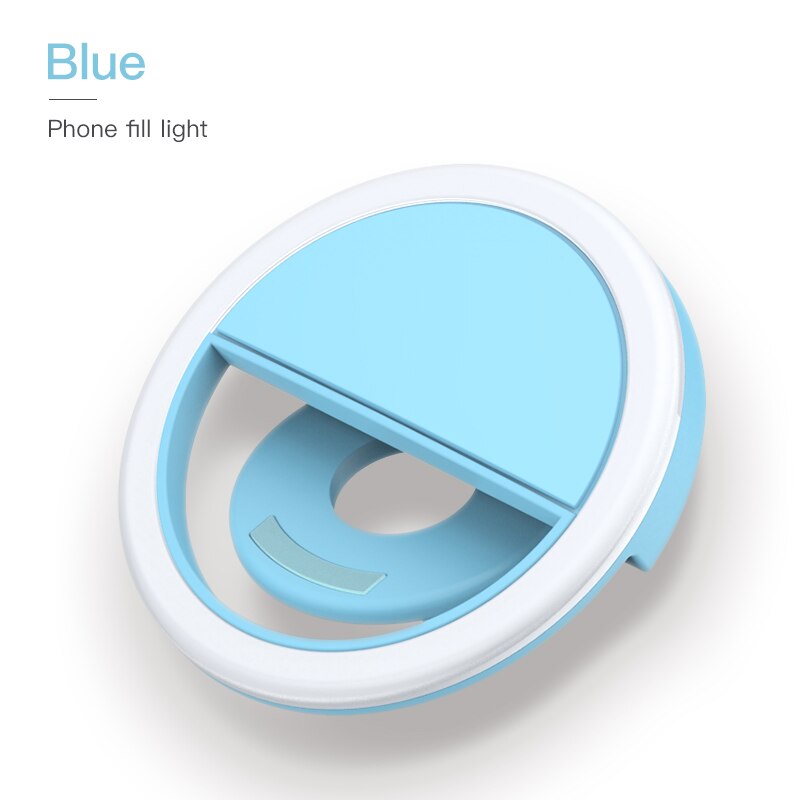 KUULAA USB Ladung FÜHRTE Selfie Ring Licht Für iPhone Xiaomi Telefon Ergänzende Beleuchtung Selfie Verbesserung Handys Füllen Licht: Blue