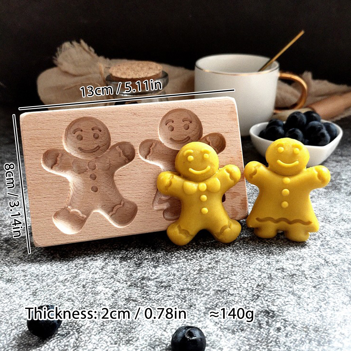 1 molde de madera para galletas de Navidad, patrones de animales, moldes para cortar galletas en relieve tallados en 3D, pájaro, oso, tigre, caballo, ardilla: naranja