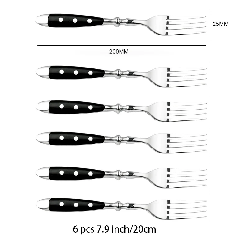 Cubiertos clásicos y elegantes de acero inoxidable, juego de 4/6/8 piezas, cuchillo deportivo de , cuchillo para carne con horquilla completa, juego de cubiertos creativos: Oro