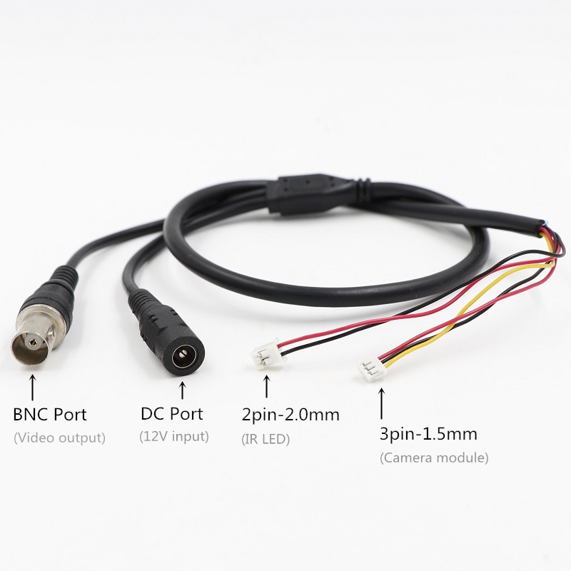 CCTV Camera 5-core Video Cable With DC Input + BNC output For CCTV Camera(3pin 1.5mm + 2pin 2.0mm)