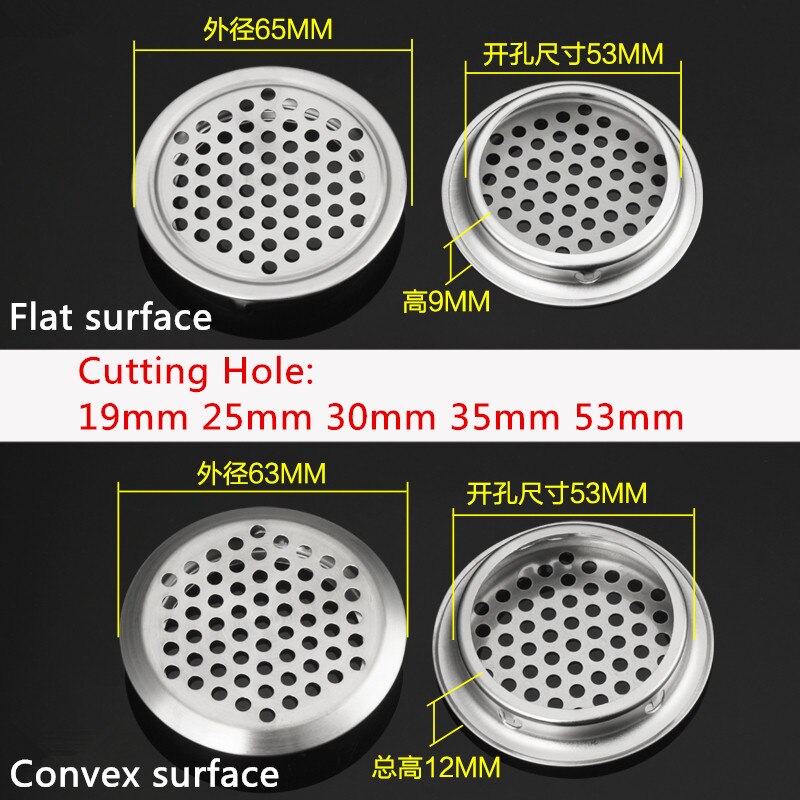 10pcs/lot Wardrobe Cabinet Mesh Hole Air Vent Louver Ventilation Cover Stainless Steel Cutting hole Dia.19mm/25mm/29mm/35mm/53mm