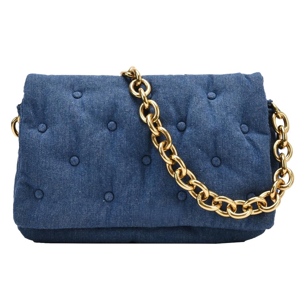 retro Stepp Große Kapazität Unterarm Kupplungen Frauen Leder Dicke Kette Schulter Tasche lässig Täglichen Reise Weibliche Handtaschen: Blau