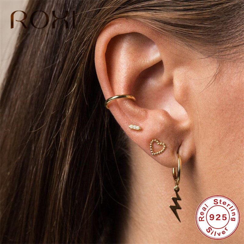Roxi 925 sterling sølv hjerte øreringe minimalistiske perler hule hjerte eaiings til kvinder koreansk smykker fest