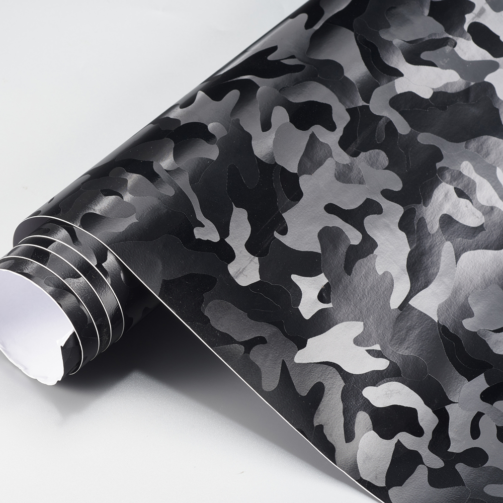 Hojas de envoltura de vinilo de camuflaje negro fantasma 3D para calcomanías de Interior de coche y motocicleta, película adhesiva DIY, pegatinas de PVC