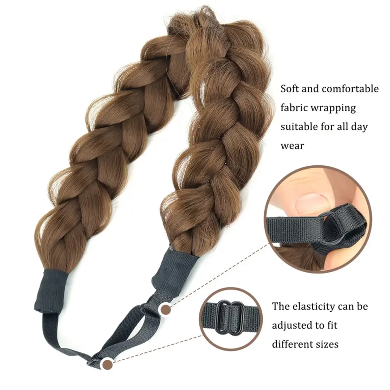 Synthetic Hair Braided Headband With Elastic Band Style Black Brown Girls Braided Headwear Hair Accessories Suitable For Women