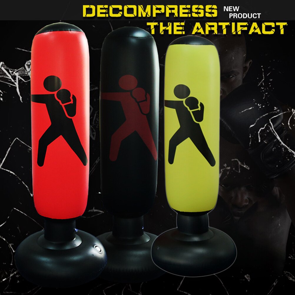 3 Colors Vertical Inflatable Boxing Bag PVC Thickening Boxing Pillar Tumbler Fight Column Punching Bag Fitness Tool