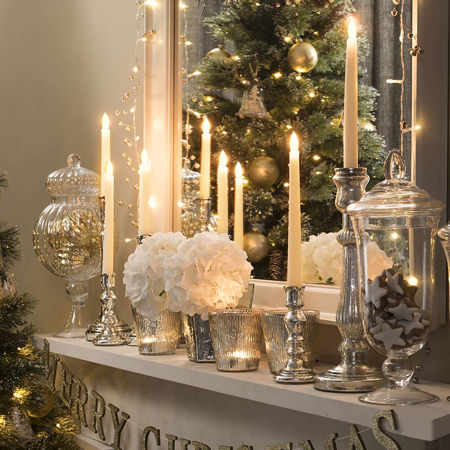 LED fenêtre bougie lumières à piles sans flamme bougies coniques avec Bases veilleuse pour fête mariage saint valentin maison déco