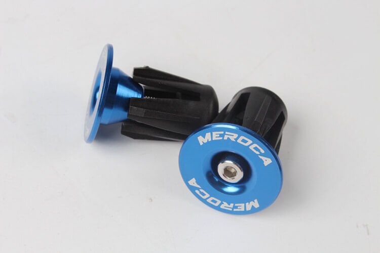 MEROCA-Tapones para manillar de bicicleta de montaña, accesorios para manillar de bicicleta de carretera, tapas expansibles, mango de aleación de aluminio, decoración de bicicletas en varios colores: Blue
