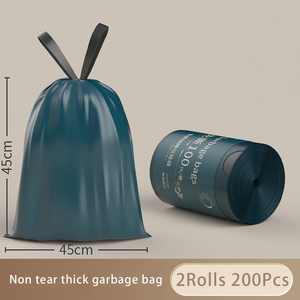 Extra Large Non Tear Drawstring Kitchen Plastic Bag Thick Hand-held Household Garbage Bag for Eco-Friendly Waste Management: Light Grey