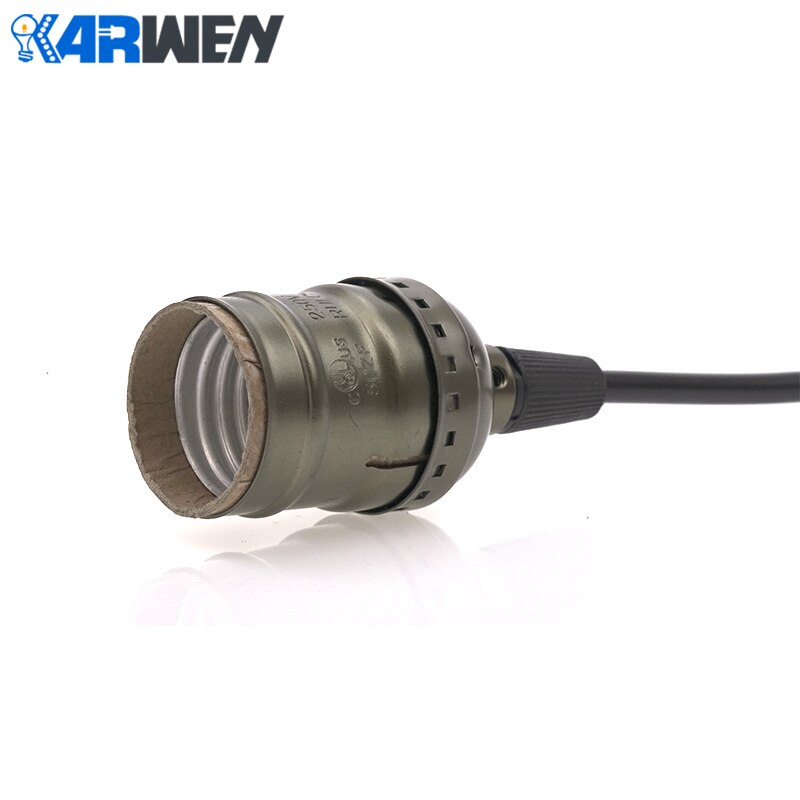 Base de bombilla Edison E27, soporte de lámpara de bronce colgante, enchufe de tornillo de 110V/220V con interruptor/Cadena de cobre + Hierro con agarre de cable de 1,2 M