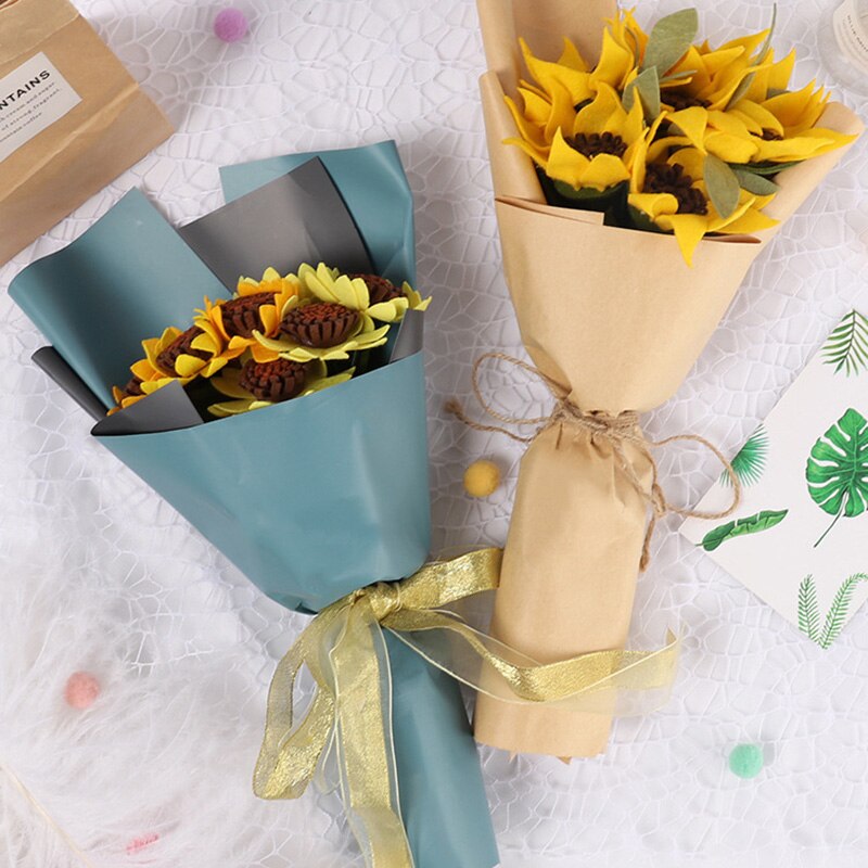 Smukke solsikkebuketter kunstig blomst håndlavet til lærernes dag gør-det-selv pakkemateriale hfing