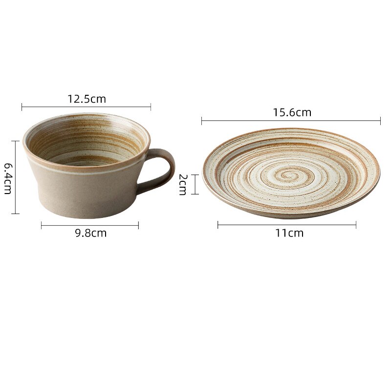 Handmade Retro Coffee Cup Stoneware Coffee Cup and Saucer Set Art Cup and Saucer Dessert Milk Water Cup Breakfast Cup: C