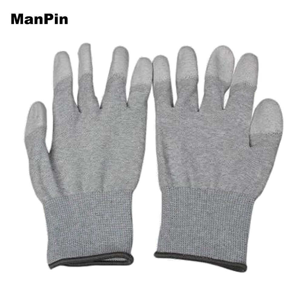 Guantes de fibra de carbono con revestimiento de PU, protectores para dedos, herramienta de reparación de tabletas y teléfonos móviles, trabajo manual electrónico antiestático