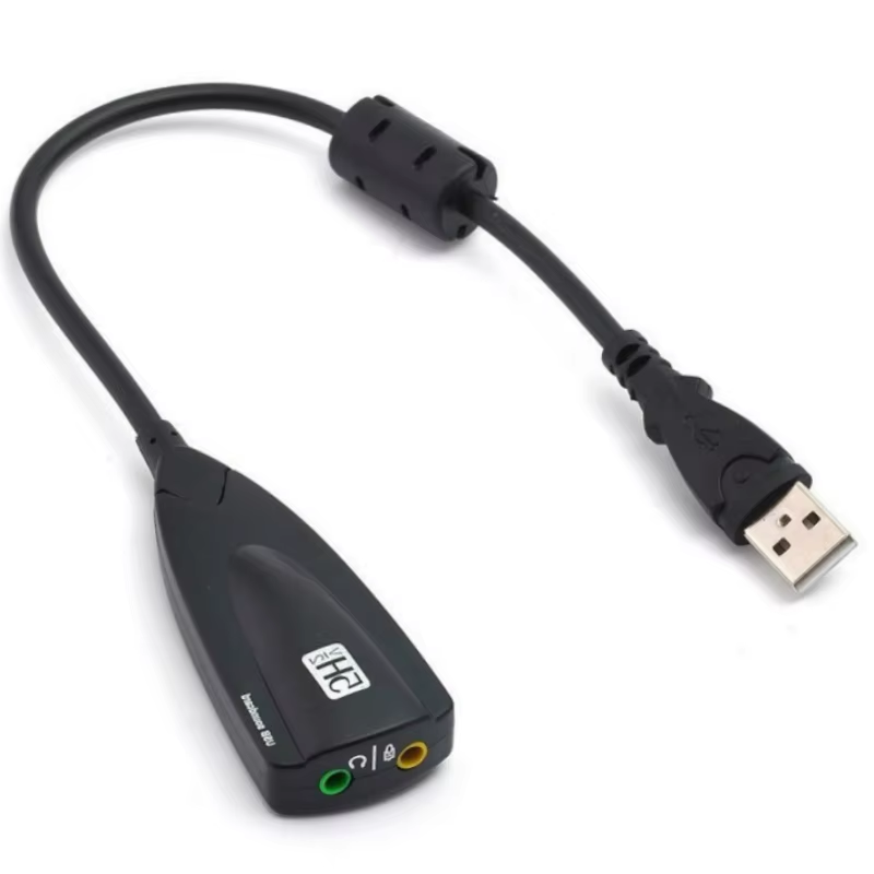 Placa de som usb para jogos de computador, placa de som externa específica de alta qualidade, placa de som com fio estéreo 5hv2 de 7.1 canais: Preto