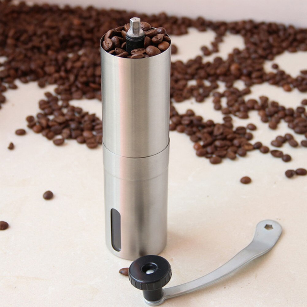 Zilveren koffiemolen mini roestvrij staal hand handmatige handgemaakte koffiebonen braammolen molen keukengereedschap krokusmolens