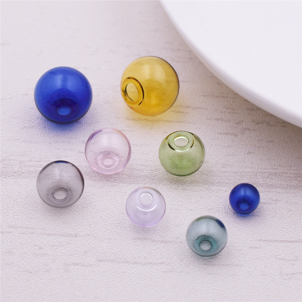 10 Stück 8–16 mm hohle Farbe Glaskugel mit See Globus Perlen Kugel Glasflasche Fläschchen Reize Schmuckherstellung Zubehör Erkenntnisse
