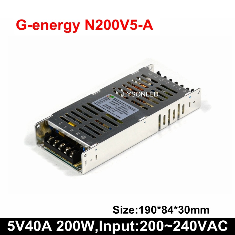 G-Energie N200V5-A Slanke 5V 40A 200W Led Display Voeding P10 Ultra Switching
