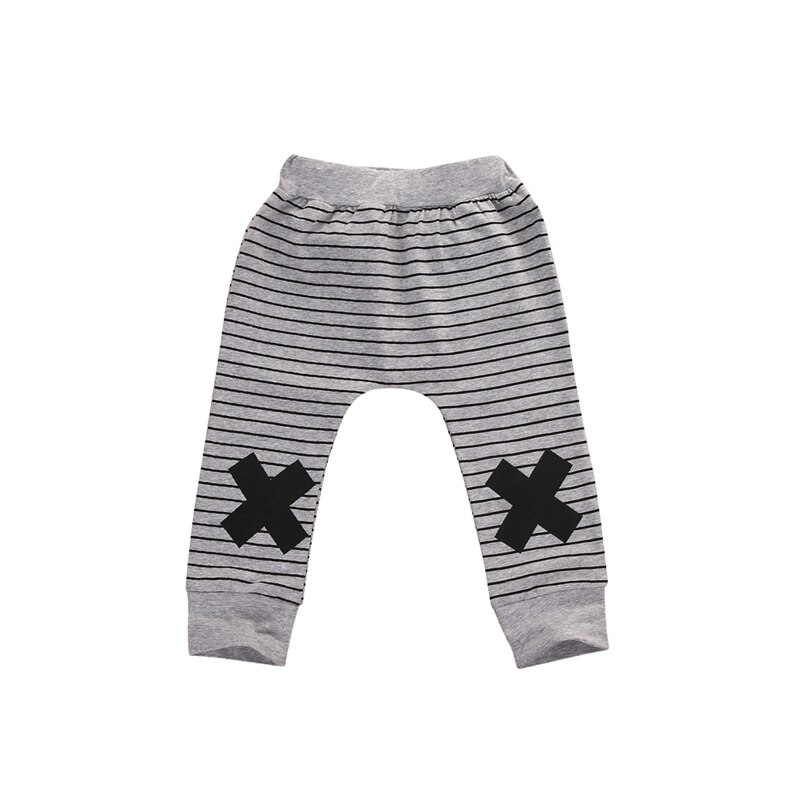 Autumn Casual Grey Striped Newborn Toddler Baby Boy Girls Elastic Waist Mid Cotton Pants Outfit 0-24M Baby Clothes