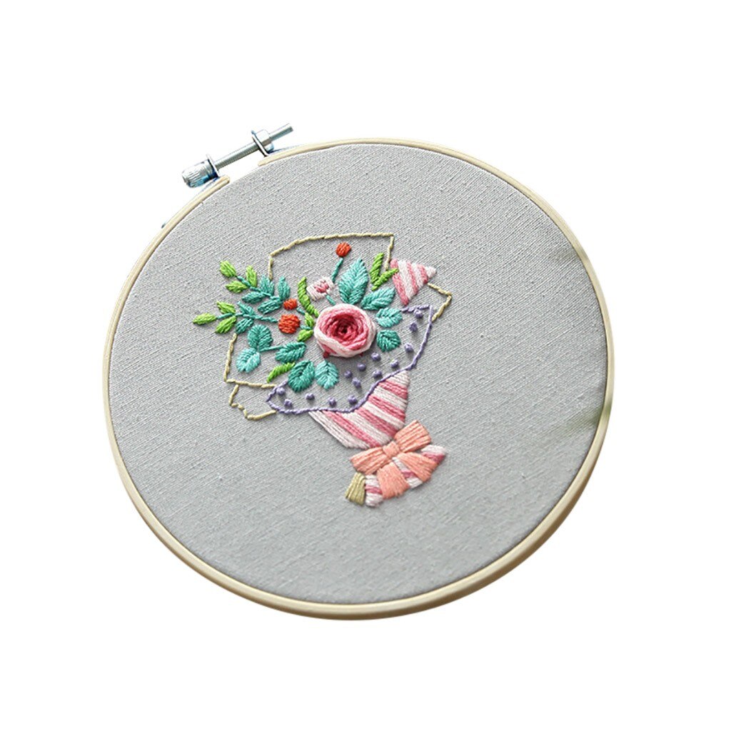 Full Range Of Embroidery Cross Stitch Stamped Embroidery With Floral Kit Bastidor Para Bordar Embroidery Cloth With Pattern: E