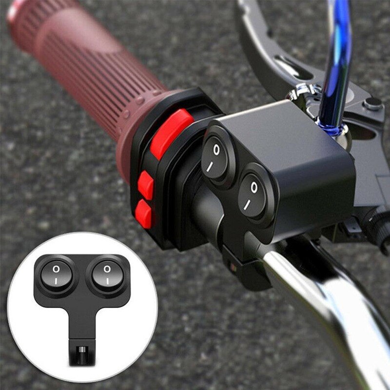 Universal 12V 22mm Aluminum Alloy Motorcycle Handlebar Control Switch Double Button Motorbike Headlight Switches