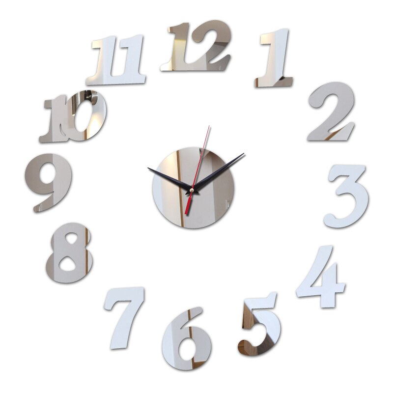wall clock large decorative wall clocks home decor diy clocks living room reloj mural sticker: DIY-273 Silver