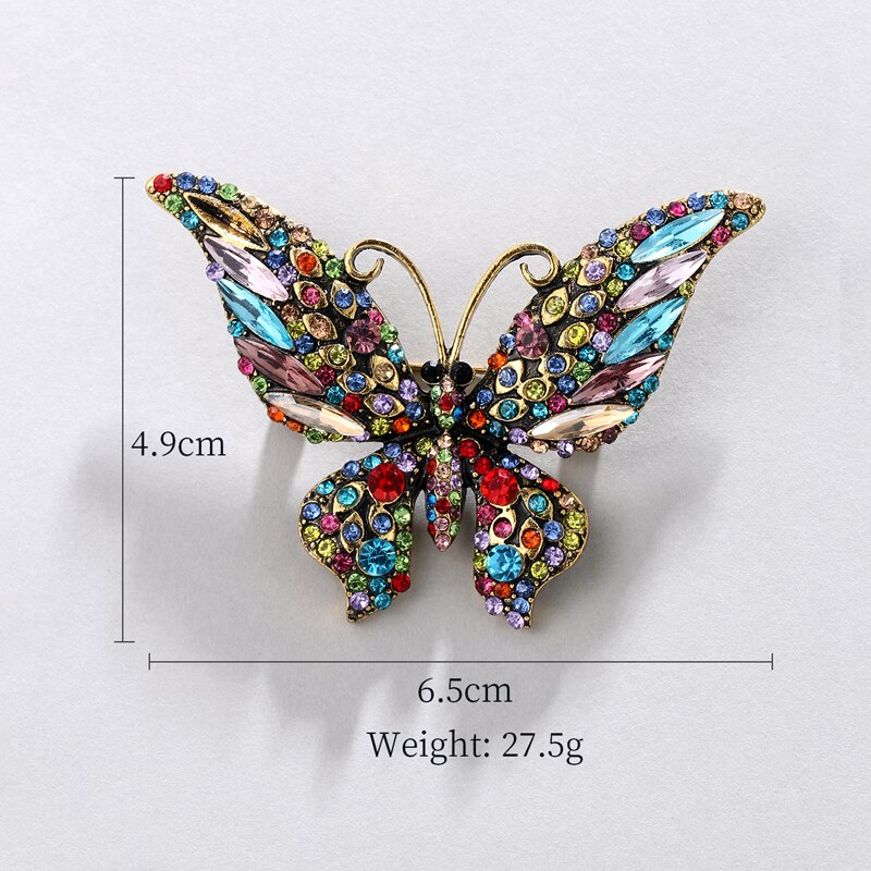 Weimanjingdian mærke smukke farver krystal sommerfugl broche nål til kvinder piger børn smykker: Multi
