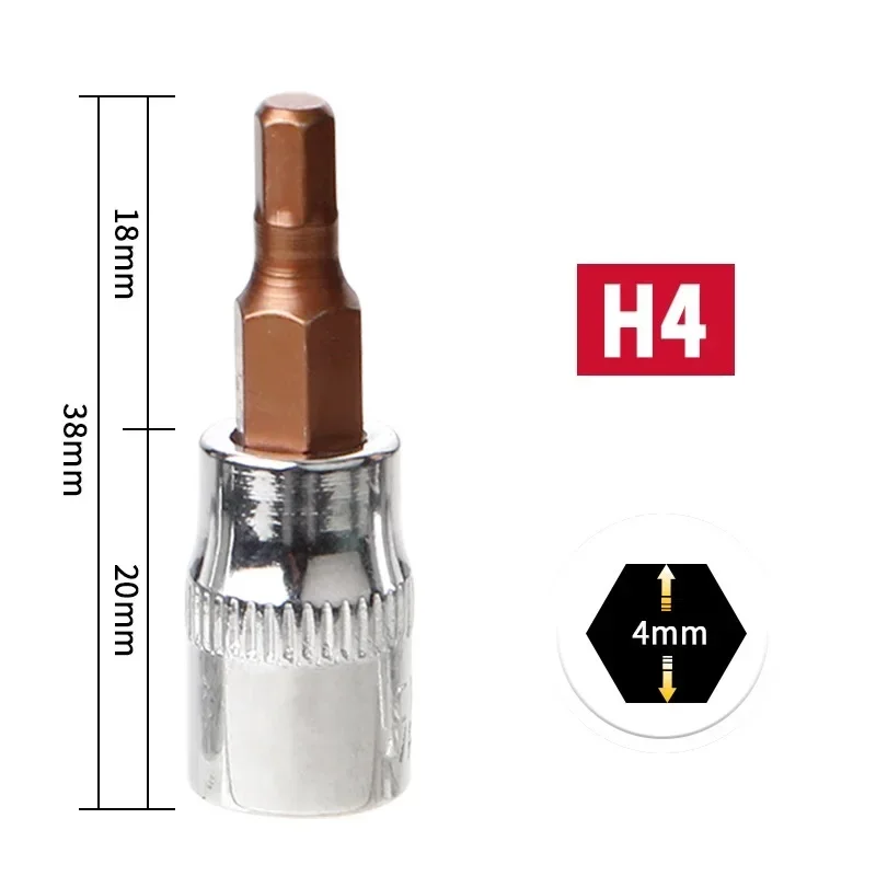 1/4 Inch Drive Hex Socket Bit Set 3mm 4mm 5mm 6mm 7mm 8mm schroevendraaier Bits Voor Inner Hex Socket Handgereedschap H3 H4 H5 H6 H7 H8: Donkerrood