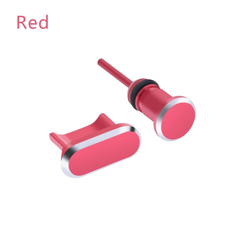 Universele 3.5Mm Jack Metal Dust Plug Voor Android Telefoon Micro Usb-poort Opladen Cover Halen Kaart Pin Anti-dust Headset Stopper: red