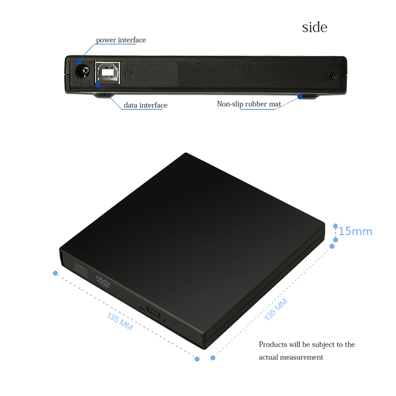 Unidad de Dvd externa Unidad óptica Usb 2,0 reproductor de Cd Rom cd-rw grabador de grabadora de lector portátil para computadora portátil Windows Pc (blanco)