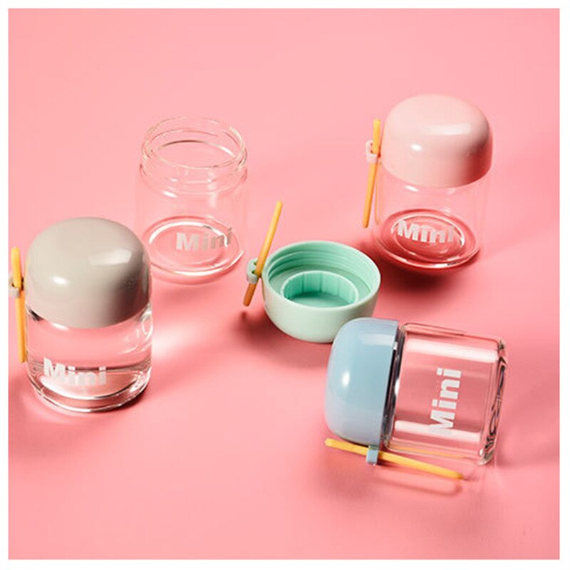 Mini bouteille d'eau en verre de 150ml, petite tasse d'eau Portable coréenne, tasse réutilisable de voyage, tasse en verre anti-fuite pour enfants