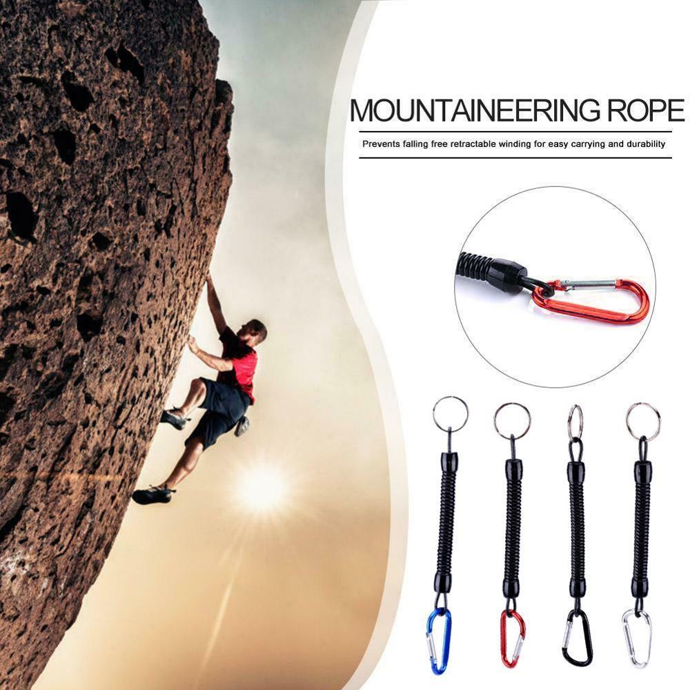 Coiled Fishing Lanyards Boating Ropes Retention String Rope Carabiner Secure Lock Accessories Fishing Camping Fishing E3S9