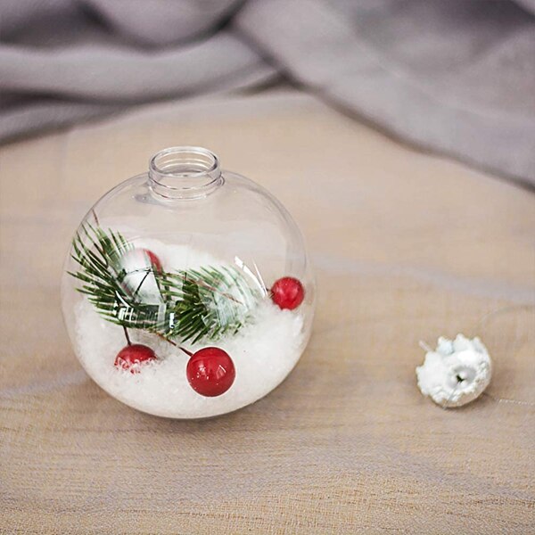 32 Pack 3.15 Inch Clear Plastic Fillable Ornament Balls, for DIY Craft Projects, Christmas, Wedding, Party, Home Decor