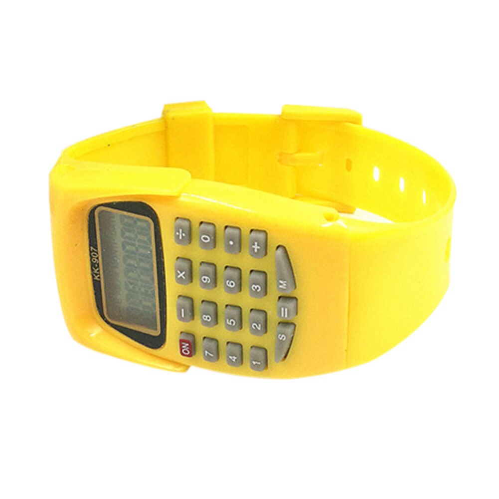 Multifunction Digital Calculator Sports LED Watch Calculating Tool for Children And Durable: Yellow