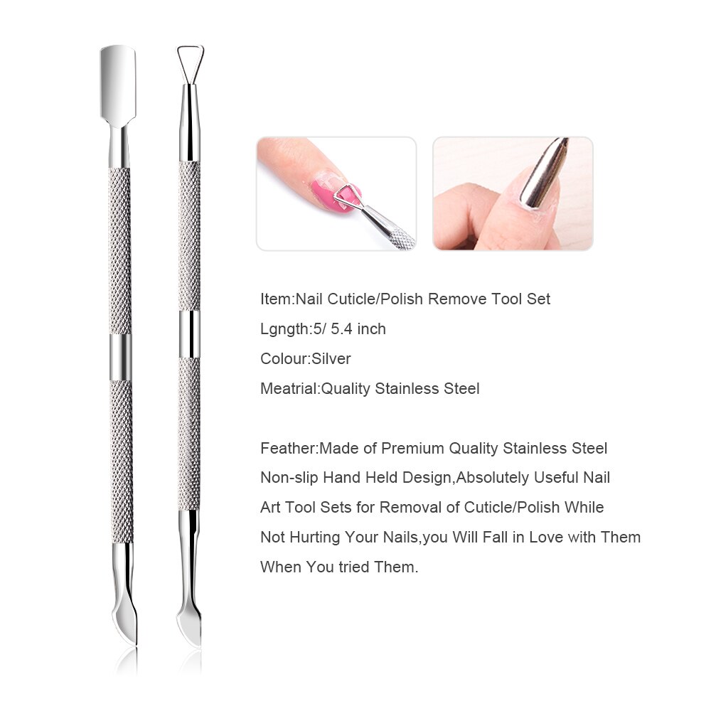 Edelstahl Häutchen Nagel Drücker Nagel Dreieck Häutchen Pusher Schäler Nagellack Häutchen Entferner Werkzeuge für Fingernagel