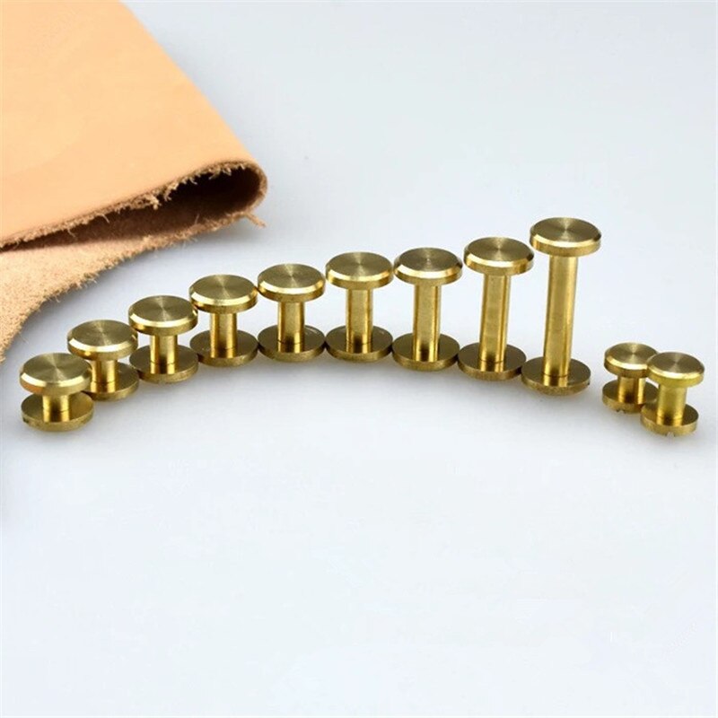 20 pçs bronze rebites parafusos de couro prego artesanato rebites carteira parafusos sólidos botões de pano unhas decorações diy scrapbooking álbum