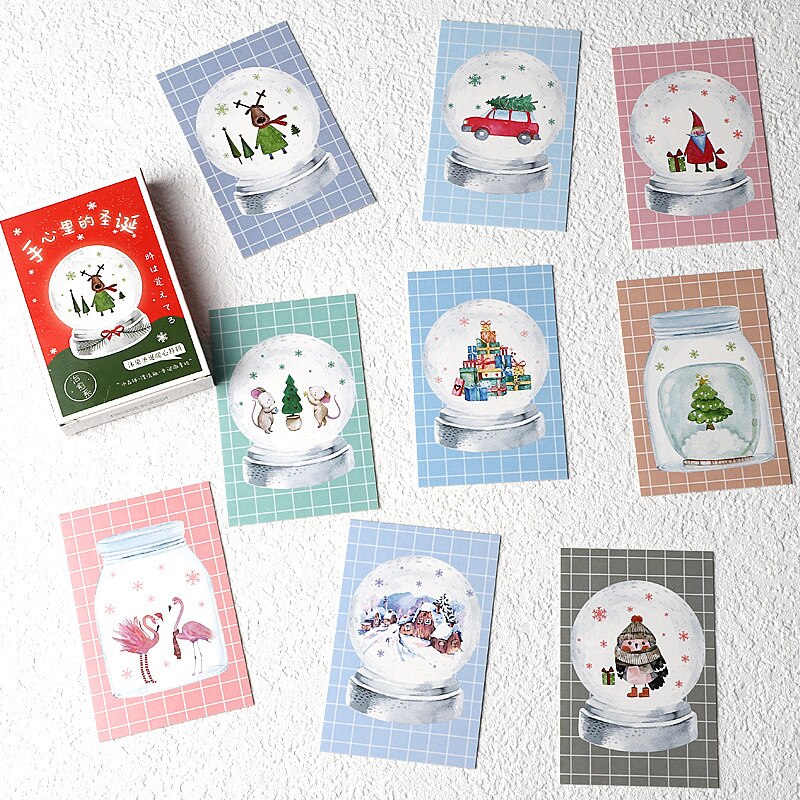 28 Sheets/Set Merry Christmas LOMO Card DIY Mini Greeting Card Warm Christmas Eve Wishes Message Card: E