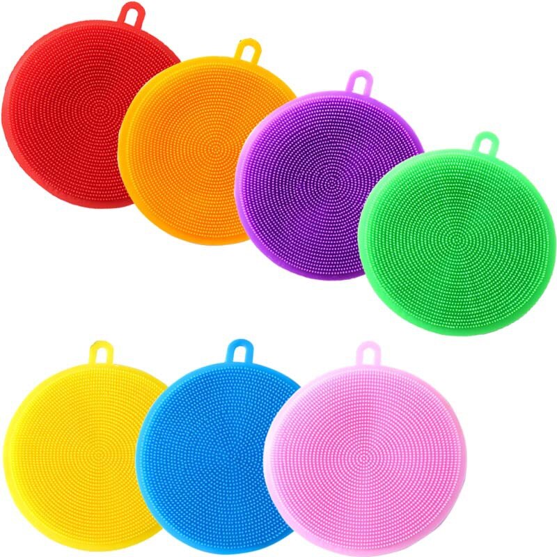 5 Stuks Magnic Siliconen Schotel Spons Wasborstel Scrubber 5 Pack Huishoudelijke Schoonmaakmiddelen Sponzen Borstels Anti Tafel Mat