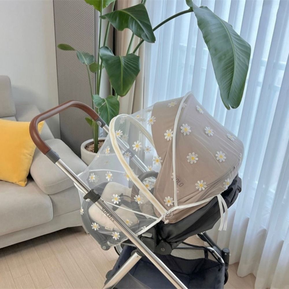 Moskitonetz mit blumenmuster für kinderwagen, kinderwagenzubehör, sommer-netzverdeck, moskitonetz mit reißverschluss, buggynetz, kinderwagennetz
