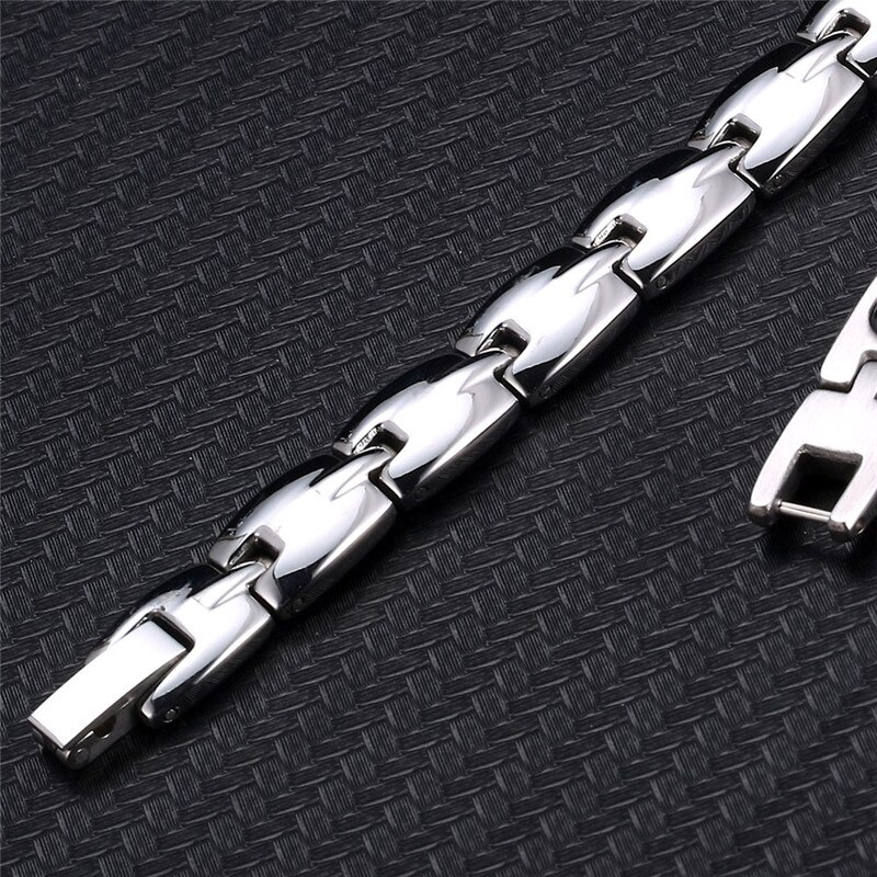 Nhgbft suave corrente saúde pulseira para homens de aço inoxidável ímã elemento germânio pulseira