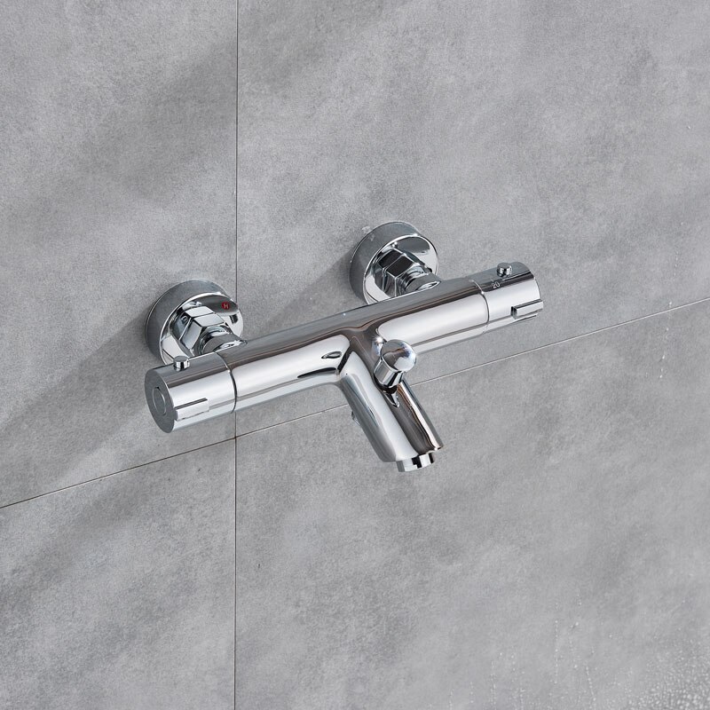 Chrome Bathroom Thermostatic Mixing Valve Cold Water Mixer Bathtub Faucet Replace Shower Valve