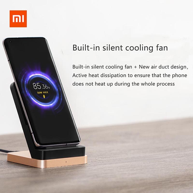 Original Xiaomi 55W Max Wireless Charger 55W Fast Charging Wireless Vertical Air-cooled Stand Charger For Xiaomi Mi10 For Iphone