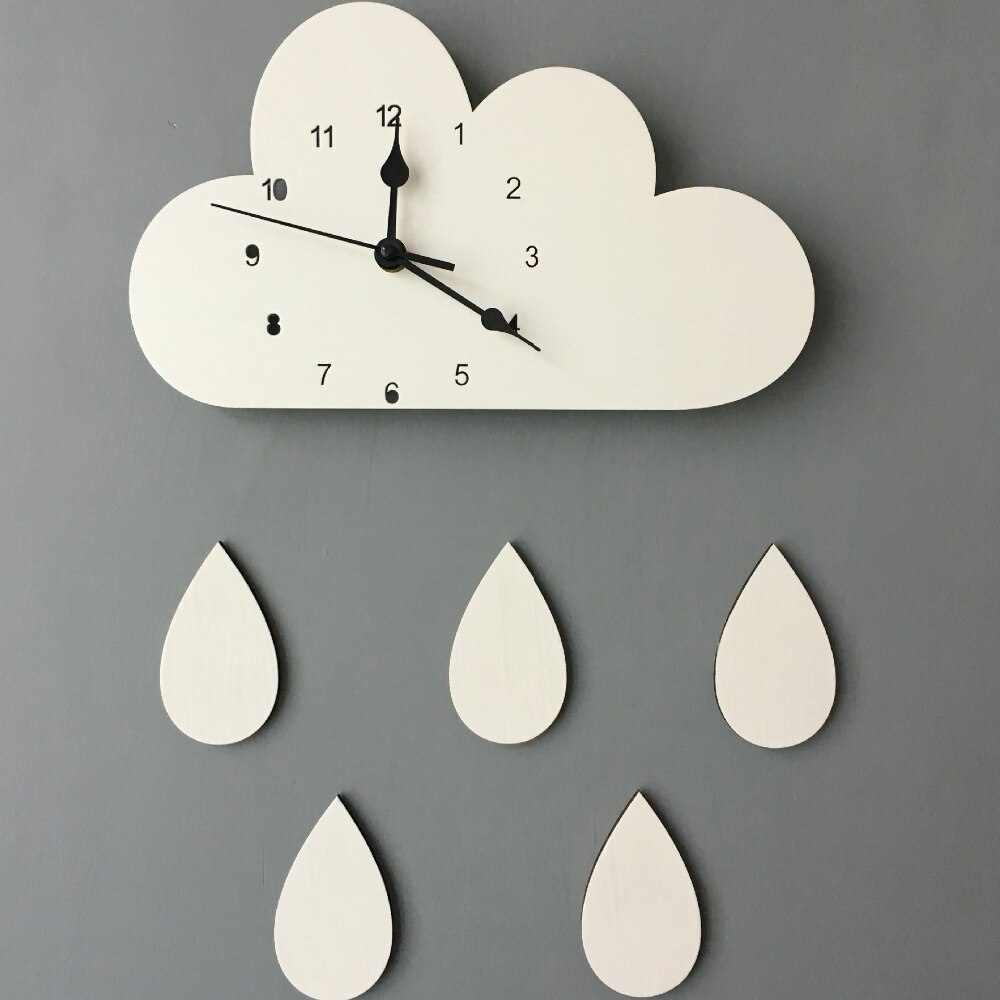 Ins explosie modellen Nordic thuis cloud raindrop klok cartoon Baiyun stille klok muur kinderkamer decoratie