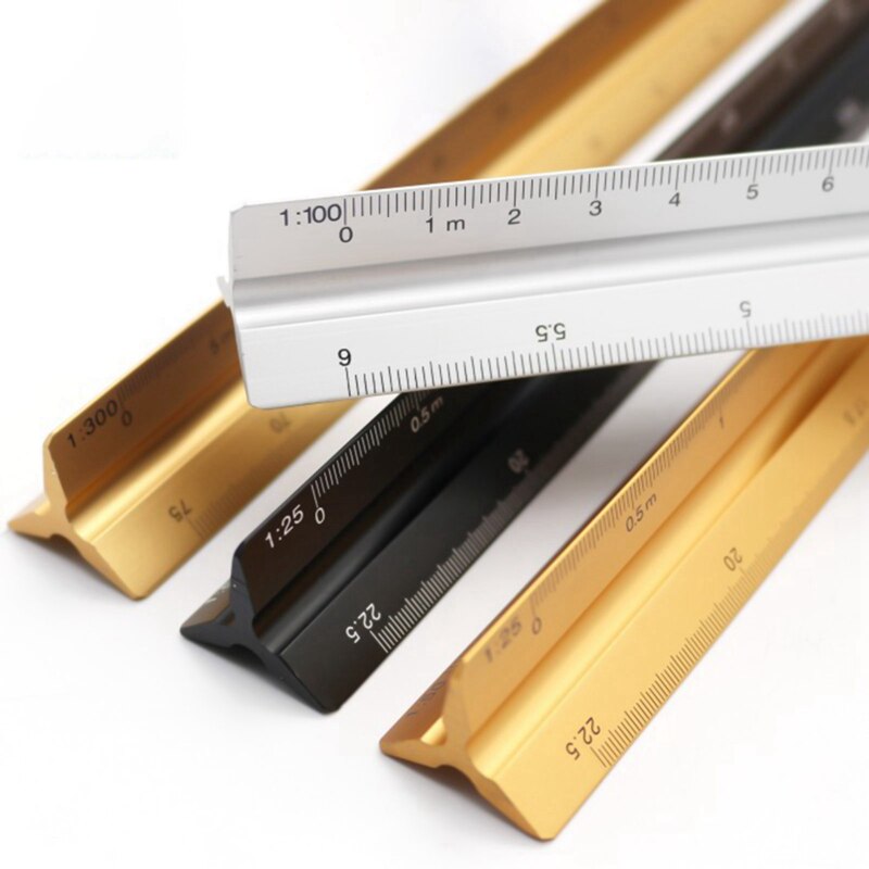 Architect Scale Ruler 30cm Aluminium Alloy -GradeTriangular Drafting Ruler for Architect Civil Drawing Accessories