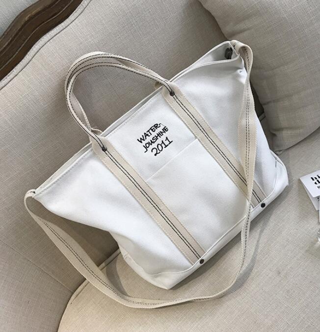 ANAWISHARE Women Handbags Canvas Shoulder Bags Large Ladies Casual Tote Bag Crossbody Bag For Women Messenger Bag Bolsa Feminina: White