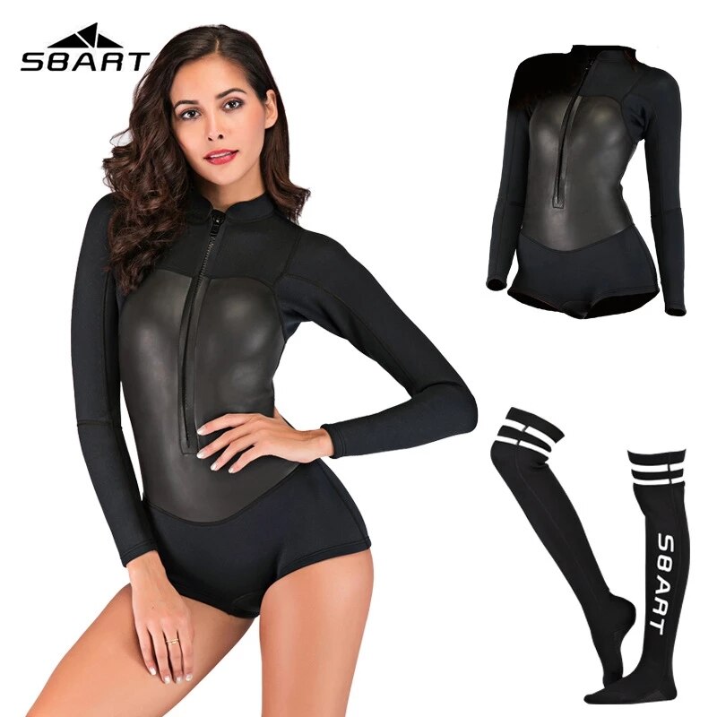 SBART 2MM Neoprene Spearfishing Women Long Sleeve Diving Suit Sun Protection Scuba Diving Surfing Anti-UV Diving Equipment Swim