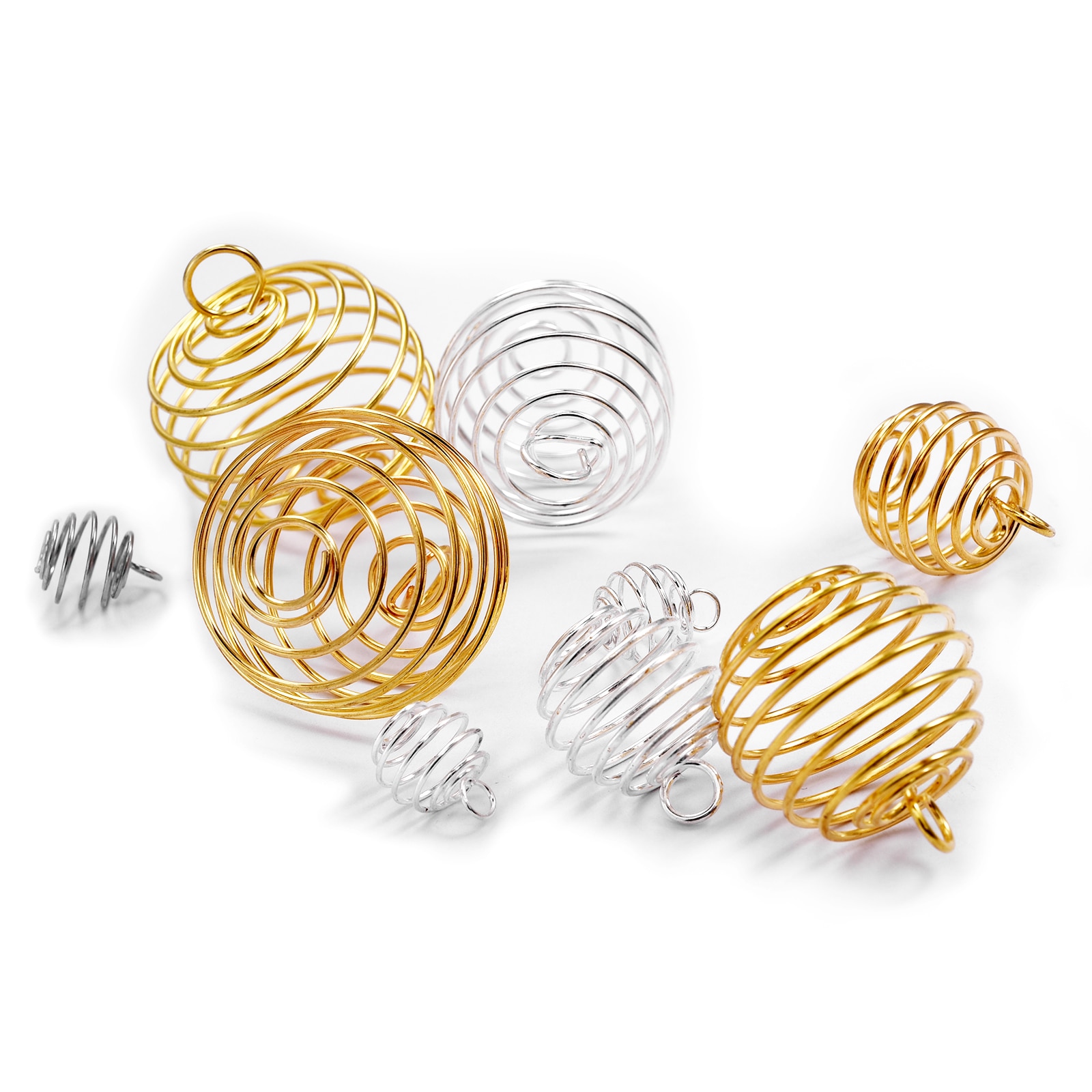 10/20/30 sztuk spiralne koraliki klatki wisiorki ze stali nierdzewnej złoto srebro kolor puste koraliki dla Charms Diy akcesoria do wyrobu biżuterii
